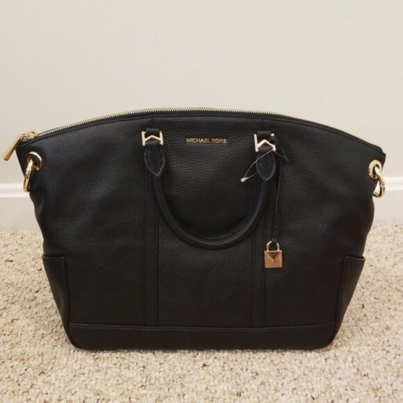 NWT! MICHAEL Michael Kors Black Leather Satchel